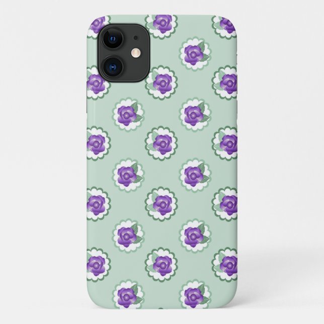 Purple Floral Simple Pattern Calico Modern Case-Mate iPhone Case (Back)