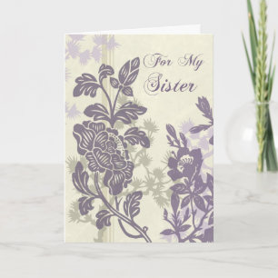 Purple Floral Sister Bridesmaid Thank You Card