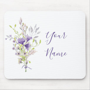 Purple floral spray custom mouse pad