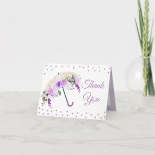 Purple Floral Spring Umbrella Thank You Card