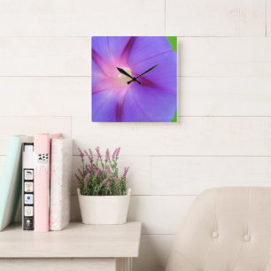 Purple Floral  Square Wall Clock