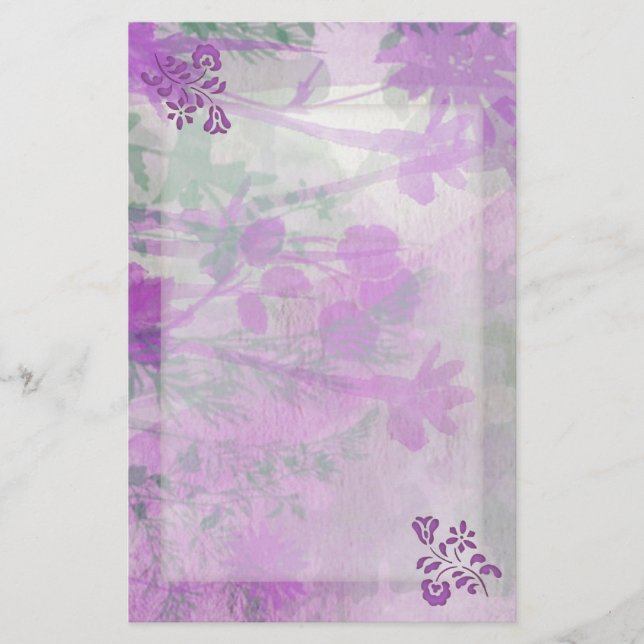 Purple Floral Stationery (Front)