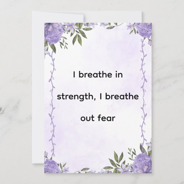Purple Floral Strength & Calm Affirmation Holiday Card (Front)