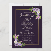 Purple Floral Surprise 50th Birthday Dinner
