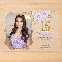 Purple Floral Sweet Sixteen 16th Birthday Photo