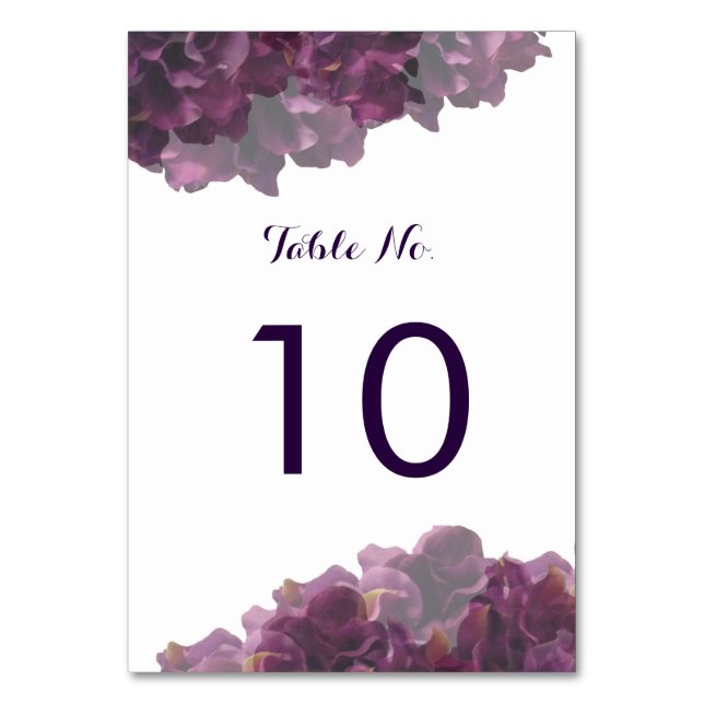 Purple Floral Table Number Card (Front)