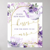 Purple Floral Tea How Many Kisses Bridal Games