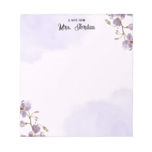 Purple Floral Teacher Notepad