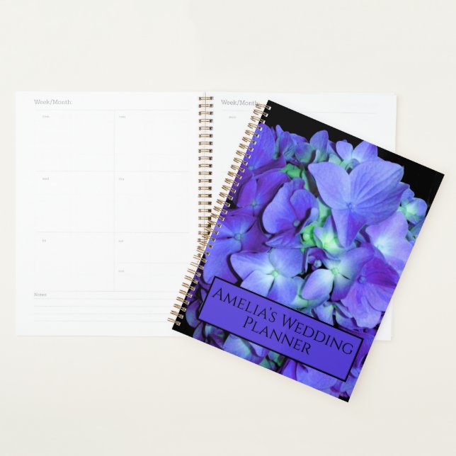 Purple floral teal floral hydrangea  planner (Display)