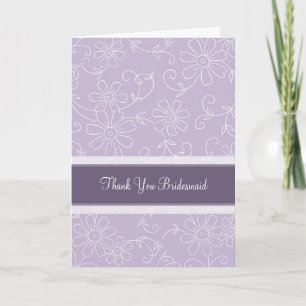 Purple Floral Thank You Bridesmaid Card