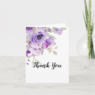 Purple floral thank you card