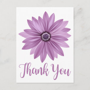 Purple Floral Thank You Daisy Flower Postcard