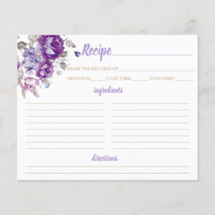 Purple Floral Theme Recipe Card Organiser