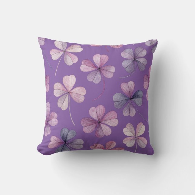 Purple Floral Throw Pillow (Front)