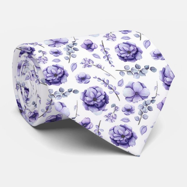 Purple Floral Tie (Rolled)