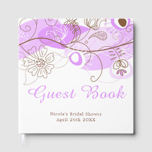 Purple Floral Twist Bridal Shower Guest Book