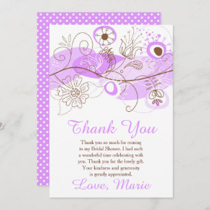 Purple Floral Twist Bridal Shower Thank You Card