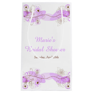 Purple Floral Twist Bridal Shower Thank You Small Gift Bag
