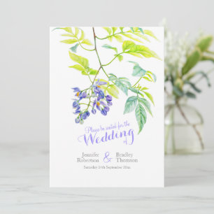 Purple floral vine flowers watercolor wedding programme