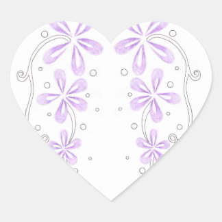 Purple Floral Vines Heart Sticker