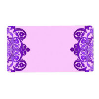 Purple Floral Vintage Art Blank Large Labels