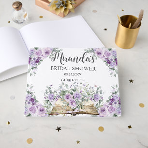 Purple Floral Vintage New Chapter Bridal Shower Guest Book