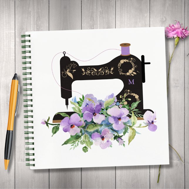 Purple Floral Vintage Sewing Machine Notebook (Creator Uploaded)