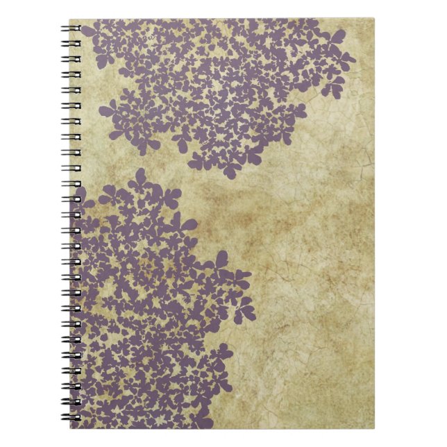 Purple Floral Vintage Spiral Notebook (Front)