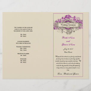 Purple Floral Vintage Wedding Program