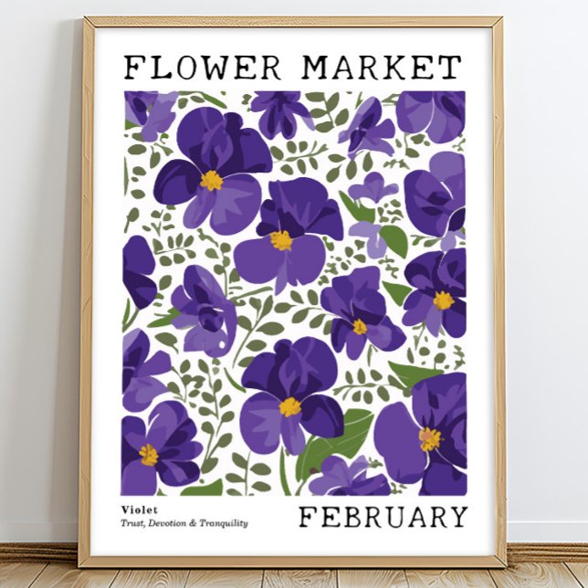 Purple Floral Violet February Birth Flower Market Poster (Creator Uploaded)