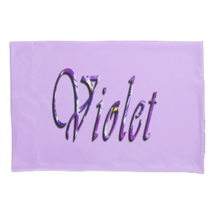 Purple Floral Violet Name,  Pillowcase