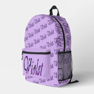 Purple Floral Violet Name,  Printed Backpack