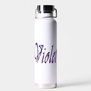 Purple Floral Violet Name, Water Bottle