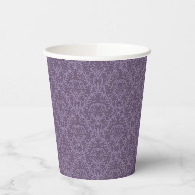 Purple floral wallpaper 2 paper cups (Left)