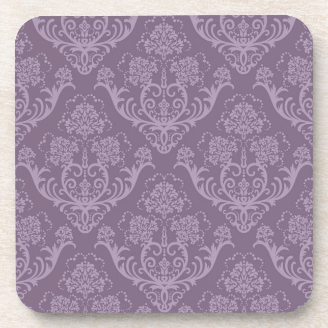Purple floral wallpaper coaster (Front)