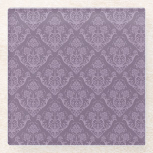 Purple floral wallpaper glass coaster