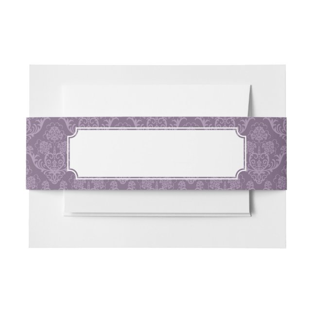 Purple floral wallpaper invitation belly band (Front Example)