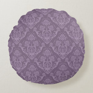 Purple floral wallpaper round cushion