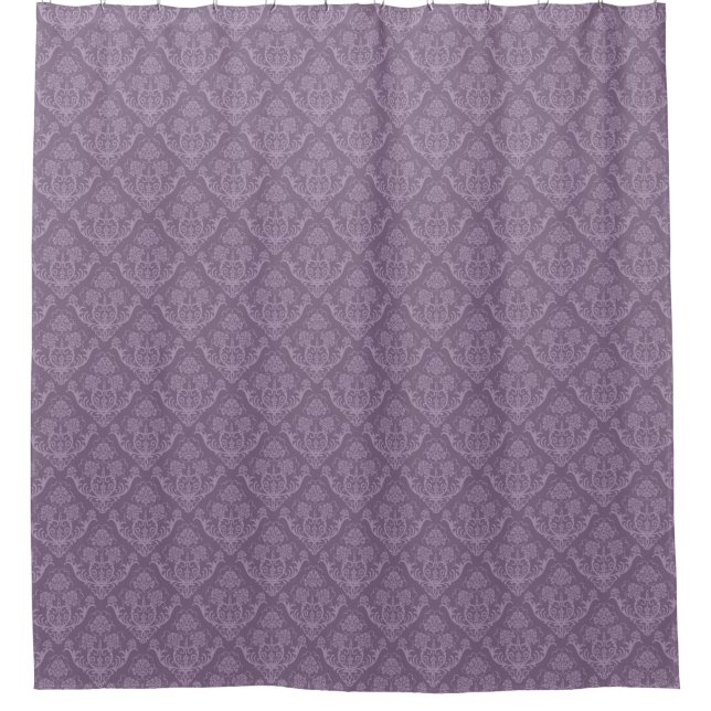 Purple floral wallpaper shower curtain (Front)