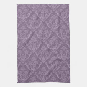 Purple floral wallpaper tea towel