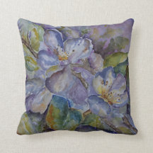 Purple Floral Watercolor Art Pillow