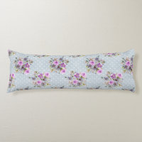 Purple Floral Watercolor Blue White Polka Dot