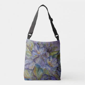 Purple Floral Watercolor Cross Body Tote Bag