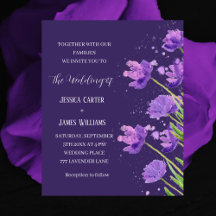 Purple Floral Watercolor Elegant Simple Wedding