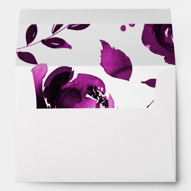 Purple Floral Watercolor Flowers Invitation Card Envelope (Back (Bottom))