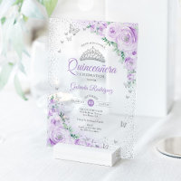 Purple Floral Watercolor Roses Quinceanera