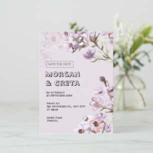 Purple Floral Watercolor Wedding Invitation