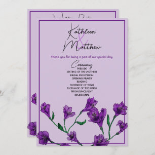 Purple Floral Watercolor Wedding Programme
