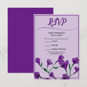 Purple Floral Watercolor Wedding RSVP Card