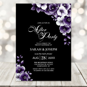 Purple Floral Wedding After Party Invitation